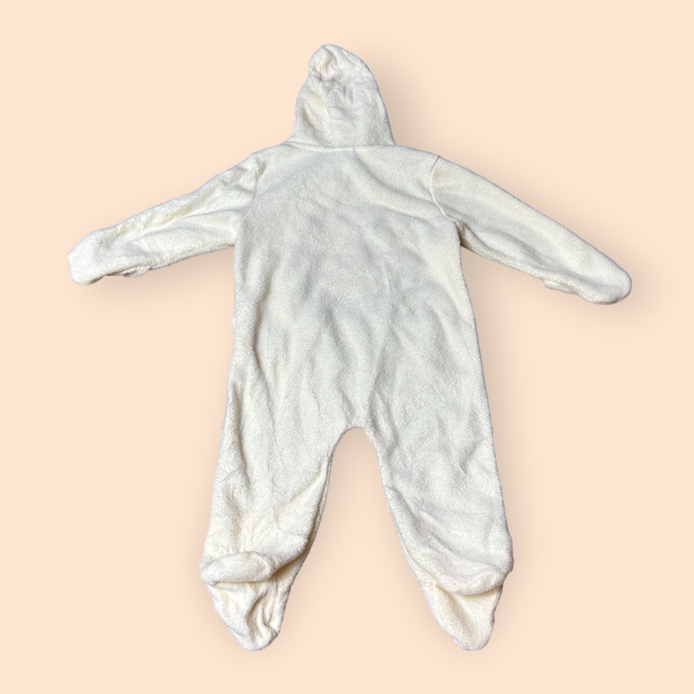 Baby Sesame Street I Love Elmo Cream Fleece Footie One Piece W/Hood Sz 3-6 Mon - Picture 2 of 9